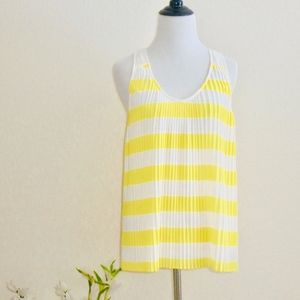 Maeve Yellow Citron Pleated Sleeveless Blouse